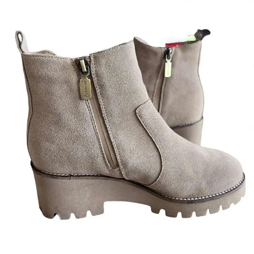 Blondo Waterproof Womens Boots 7.5 Dyme Chelsea Ankle Suede Leather Sand Tan Col